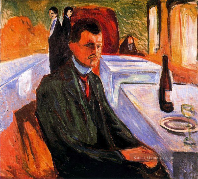 Selbstporträt mit Flasche Wein 1906 Edvard Munch Expressionismus Ölgemälde